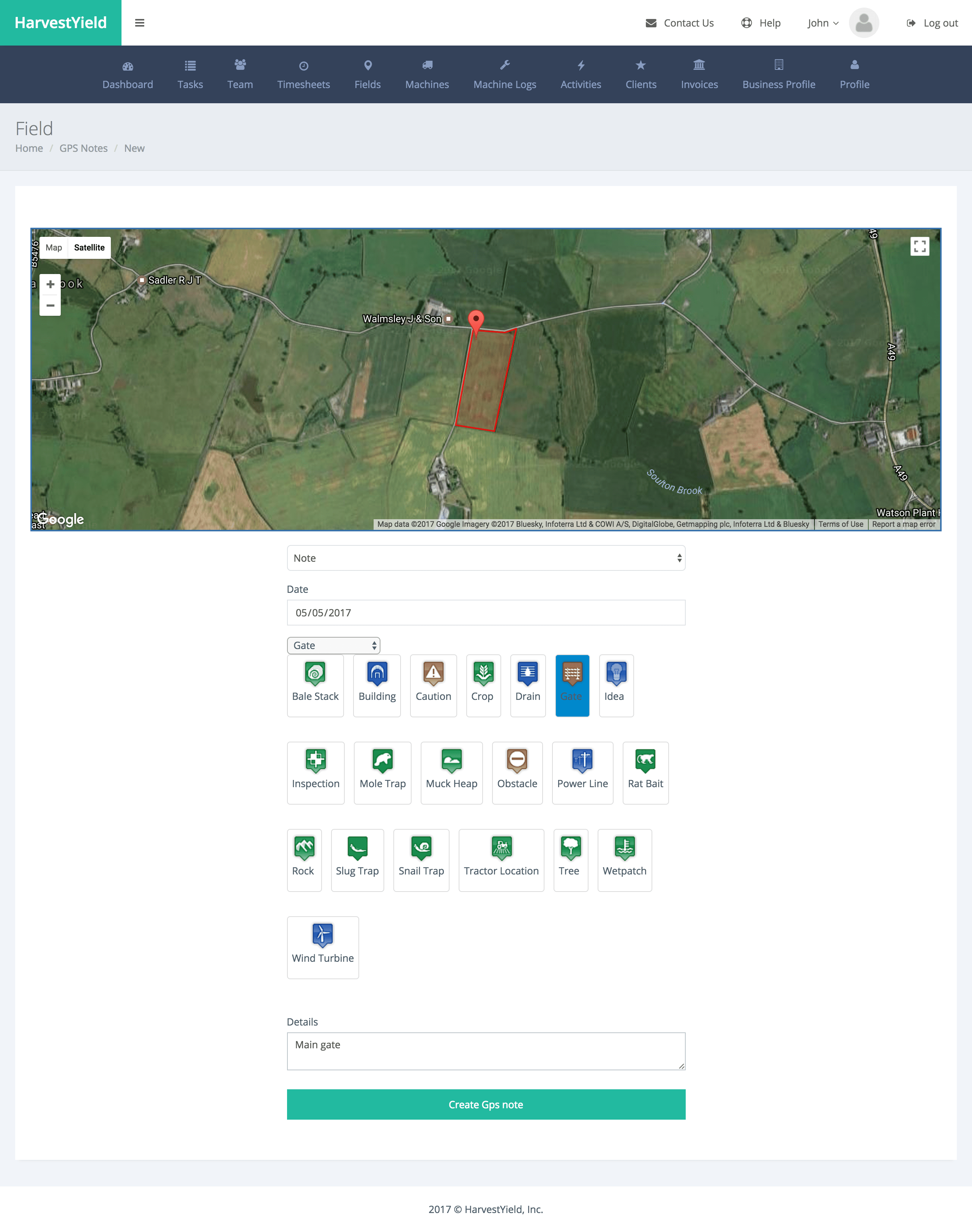 New gps note filled form