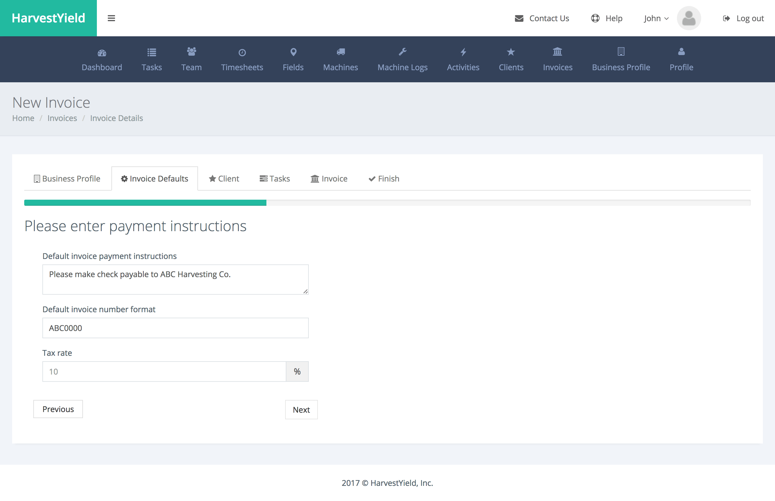 New invoice filled form 2