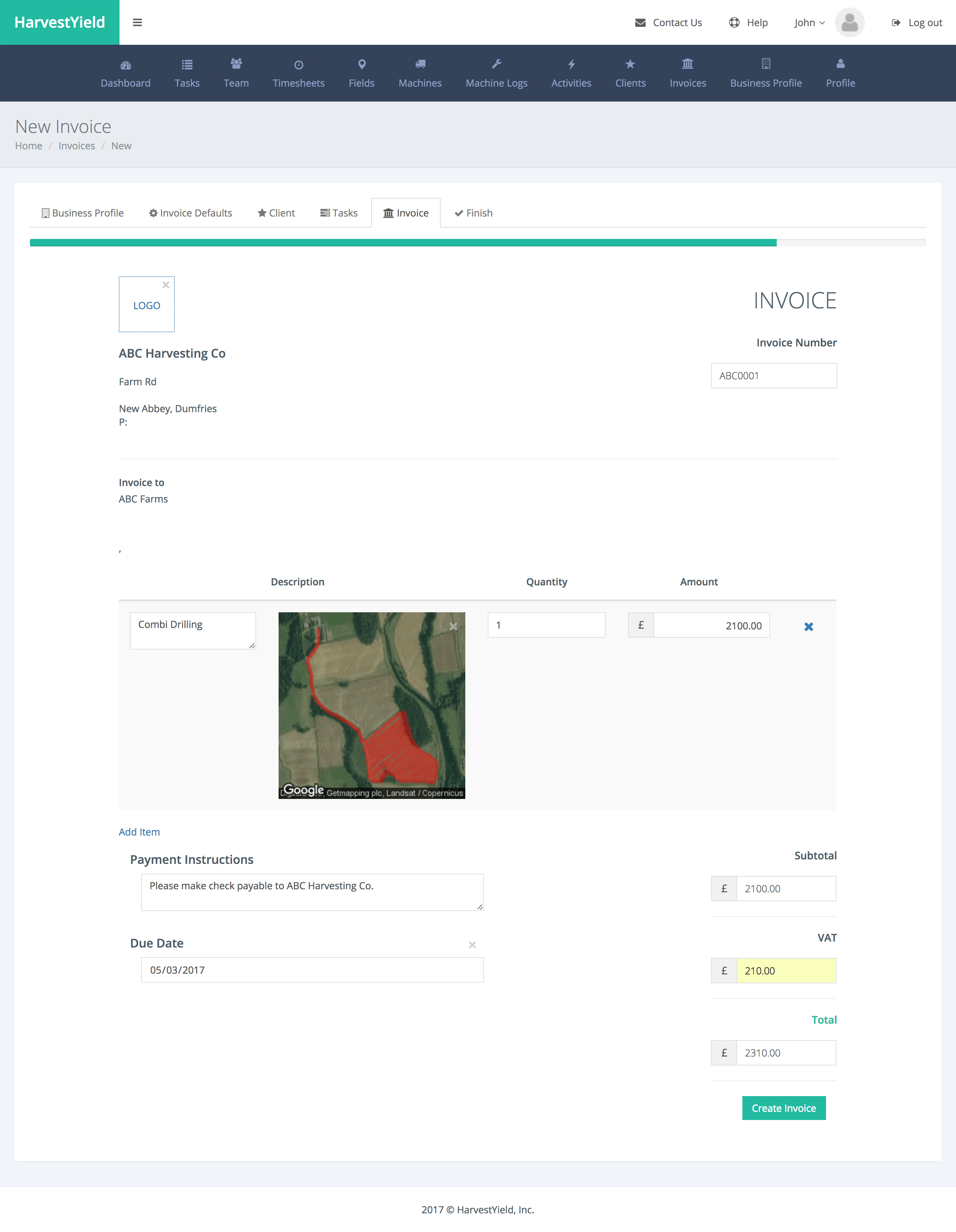 New invoice filled form 5